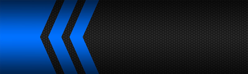 Black and blue abstract vector banner with polygonal pattern. Template for your header and presentation. Modern vector background