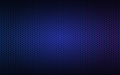 Modern high resolution blue and pink geometric background with polygonal grid. Abstract black metallic hexagonal pattern. Simple vector illustration