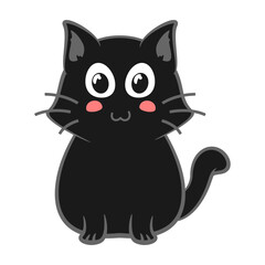 Vector mascot, cartoon and illustration of a cute black cat sitting cute and adorable