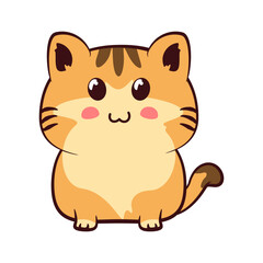 Vector mascot, cartoon and illustration of a cute orange and white striped cat sitting adorable