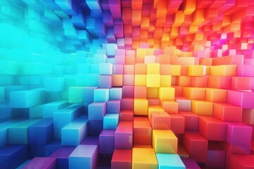 Colorful fantasy 3D cube shaped background.