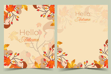 hand drawn autumn cards collection