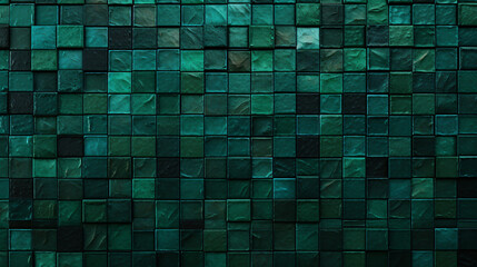 Dark green mosaic square tile pattern, tiled backgrounds