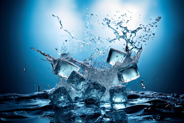 ice cube falling into water 