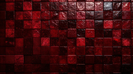 Maroon mosaic square tile pattern, dark red tiled background