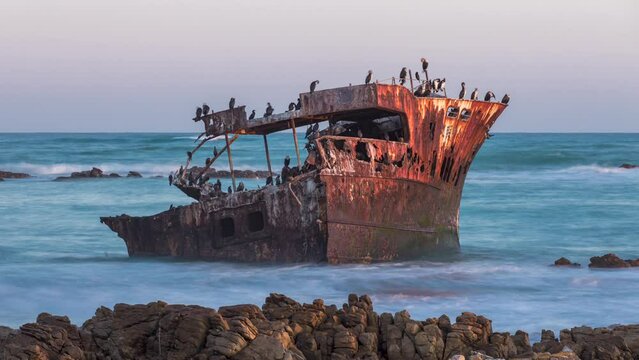 Cape Agulhas, South Africa - Wreck of the Meisho Maru - 4K Time-lapse