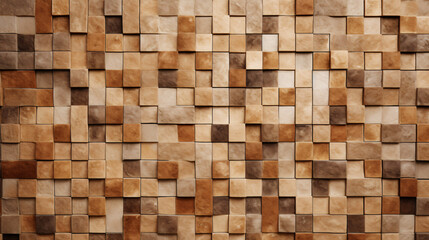 Light brown mosaic square tile pattern, tiled background 
