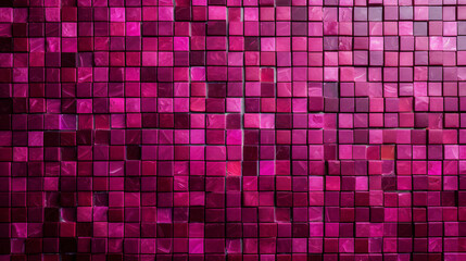 Hot pink mosaic square tile pattern, tiled background 