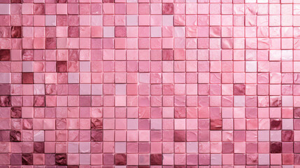 Pink mosaic square tile pattern, tiled background 