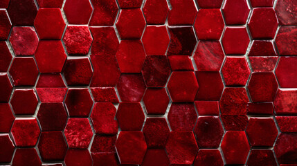Ruby hexagon mosaic square tile pattern, tiled background 