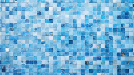 Sky blue and white mosaic square tile pattern, tiled background 