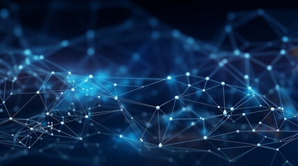 AI-Driven Digital Ecosystem: Advanced Blue Plexus Network for Data Visualization and Future Technologies - obrazy, fototapety, plakaty