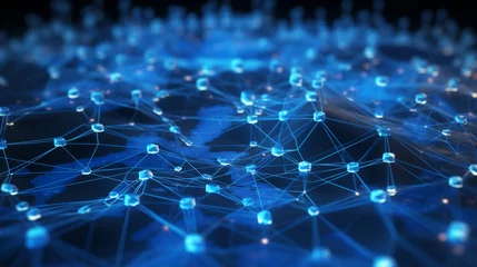 Foto op Plexiglas AI-Driven Cybernetic Network: A Blue Plexus of Big Data & Quantum Computing © Kylan