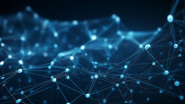 AI-Driven Big Data Visualization: Futuristic Blue Network Plexus in 3D Space