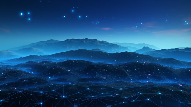 AI-Driven Big Data Visualization: Futuristic Blue Plexus Network