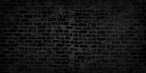 Luxury black metal gradient background with distressed brick wall texture. Vector illustration