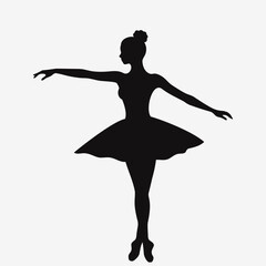 Ballerina silhouette. Black silhouette. Vector illustration