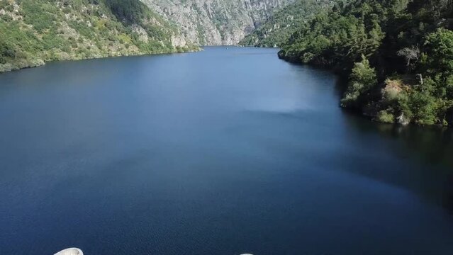 aerial view of river sil in Ribeira Sacra, Galicia, Spain