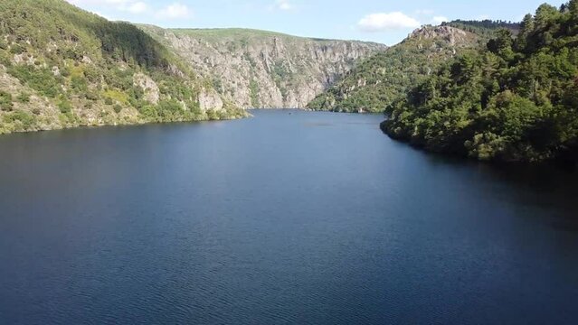 aerial view of river sil in Ribeira Sacra, Galicia, Spain