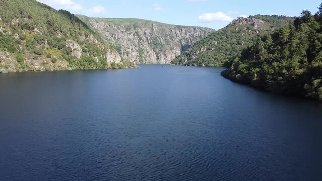 aerial view of river sil in Ribeira Sacra, Galicia, Spain