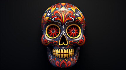 Original Mexican skulls. Skulls decorated with flowers for Halloween and the day of the dead.