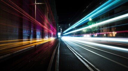 Fototapeta na wymiar Abstract Long Exposure Dynamic Speed Light Trails in an Urban Environment