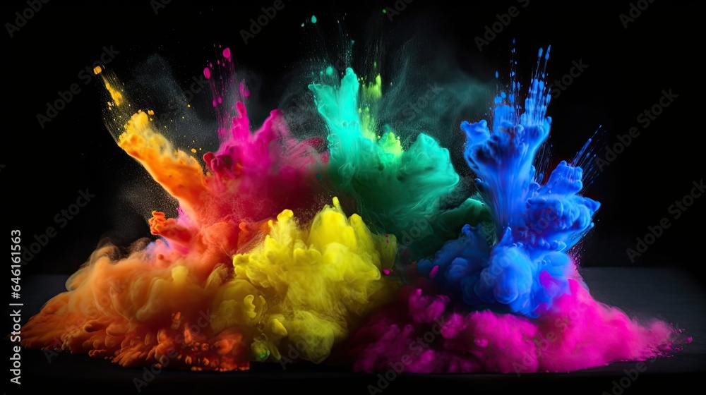 Wall mural Colorful Rainbow Holi Paint Splash Color Powder Explosion