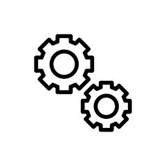 Gear motor service and garage icon with black outline style. gear, technology, sign, work, industry, symbol, business. Vector Illustration
