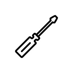 Screwdriver motor service and garage icon with black outline style. screwdriver, repair, work, tool, service, wrench, equipment. Vector Illustration