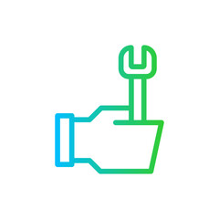 Service motor service and garage icon with blue and green gradient outline style. service, business, help, sign, customer, support, outline. Vector Illustration