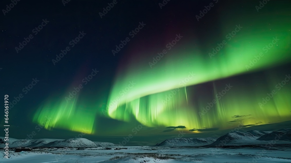 Poster magical and mystical northern lights aurora borealis