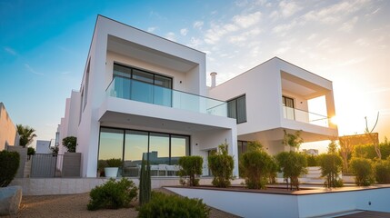 Fototapeta na wymiar Modern Real Estate Exterior Architecture of Luxury Home in Beautiful Villa, generative ai