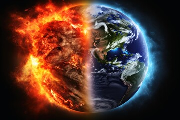 Climate change on planet earth concept.