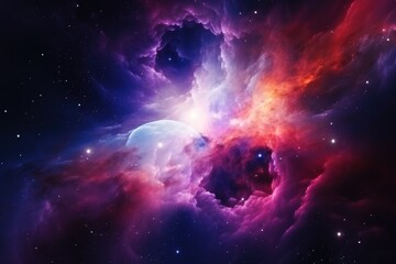 Naklejka na ściany i meble Colorful space nebula forming stars in the universe.