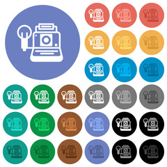 Retro camera round flat multi colored icons