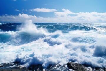 Obraz premium Wild water waves on the ocean.
