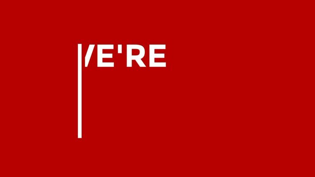 Animated text video We are Hiring, Join our team. Isolated Object on red background. Search and recruitment business concept.