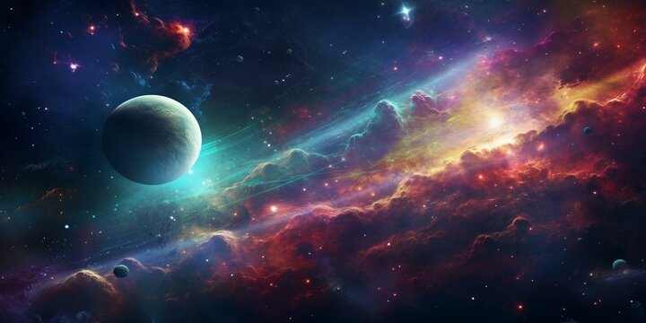 cinematic galaxy with vibrant planets and stars