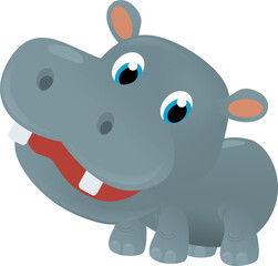 cartoon scene with happy tropical animal hippo hippopotamus on white background safari illustration for children