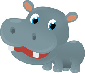 cartoon scene with happy tropical animal hippo hippopotamus on white background safari illustration for children