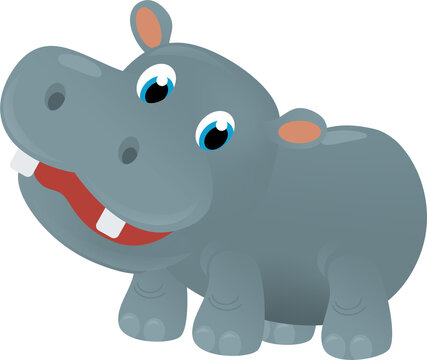 cartoon scene with happy tropical animal hippo hippopotamus on white background safari illustration for children