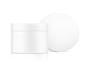 Blank plastic screw-top jar mockup. Vector illustration isolated on white background. Can be use for your design, advertising, promo and etc. EPS10.	