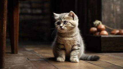 Showcasing the Adorable Charm of a Scottish Fold Kitten - A Heartwarming Feline Portrait