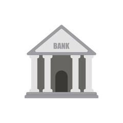 Bank building icon. Front view of courthouse, bank, university, governmental institution building with columns. Isolated vector for online mobile banking, payment, finance, money transactions concept