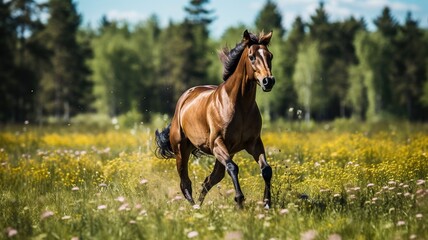 Fototapeta premium A Side View of a Cat in Playful Motion Across a Field of Nature - Embracing the Joys of Outdoor Adventure