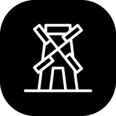 Mill ecology icon with black filled line outline style. mill, line, symbol, outline, farm, sign, agriculture. Vector Illustration