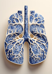 lung made of porcelain inside a box, organ donation, generative ai