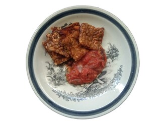 Indonesian traditional food: tempeh with sambal