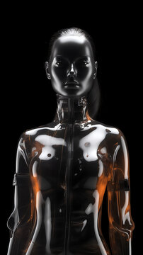 transparent woman, conceptual image of a transparent woman on a black background, generative ai