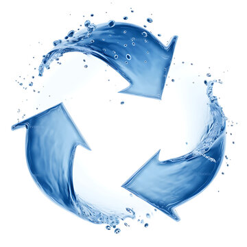recycling symbol made of water, white background, isolated, generative ai